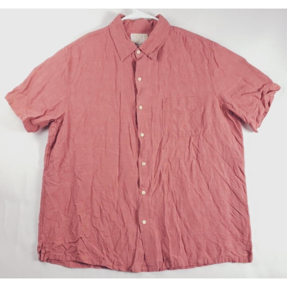 Tasso Elba Island Shirt Mens XL Red Silk Short Sleeve Pocket